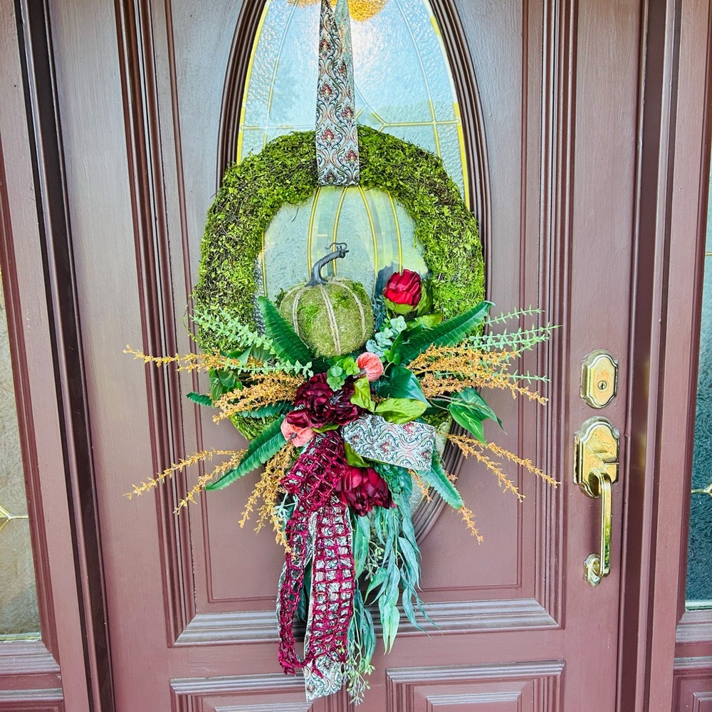 Large Fall Wreath with Pumpkin